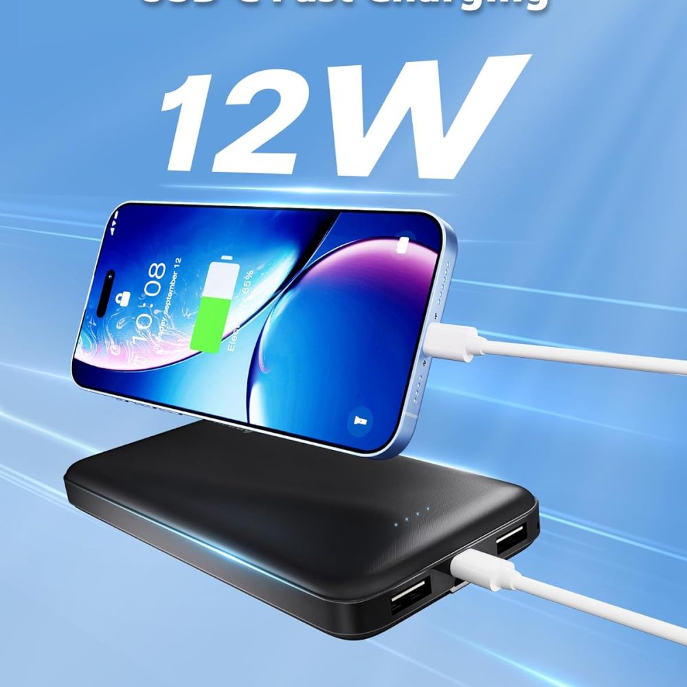 Miady 2-Pack 10000mAh Dual USB Portable Charger, USB-C Fast Charging Power Bank, Backup Charger for iPhone 15/14/13, Galaxy S23/22, Pixel and etc - Image 3
