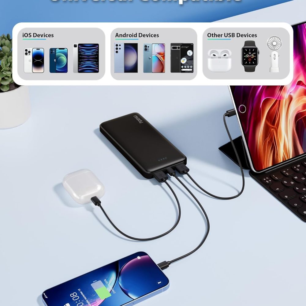 Miady 2-Pack 10000mAh Dual USB Portable Charger, USB-C Fast Charging Power Bank, Backup Charger for iPhone 15/14/13, Galaxy S23/22, Pixel and etc - Image 5