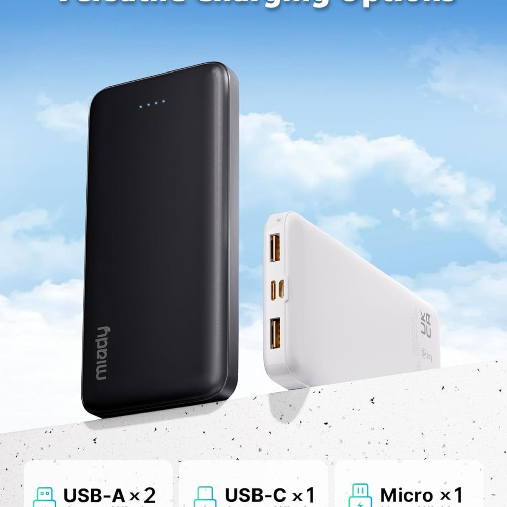 Miady 2-Pack 10000mAh Dual USB Portable Charger, USB-C Fast Charging Power Bank, Backup Charger for iPhone 15/14/13, Galaxy S23/22, Pixel and etc - Image 6