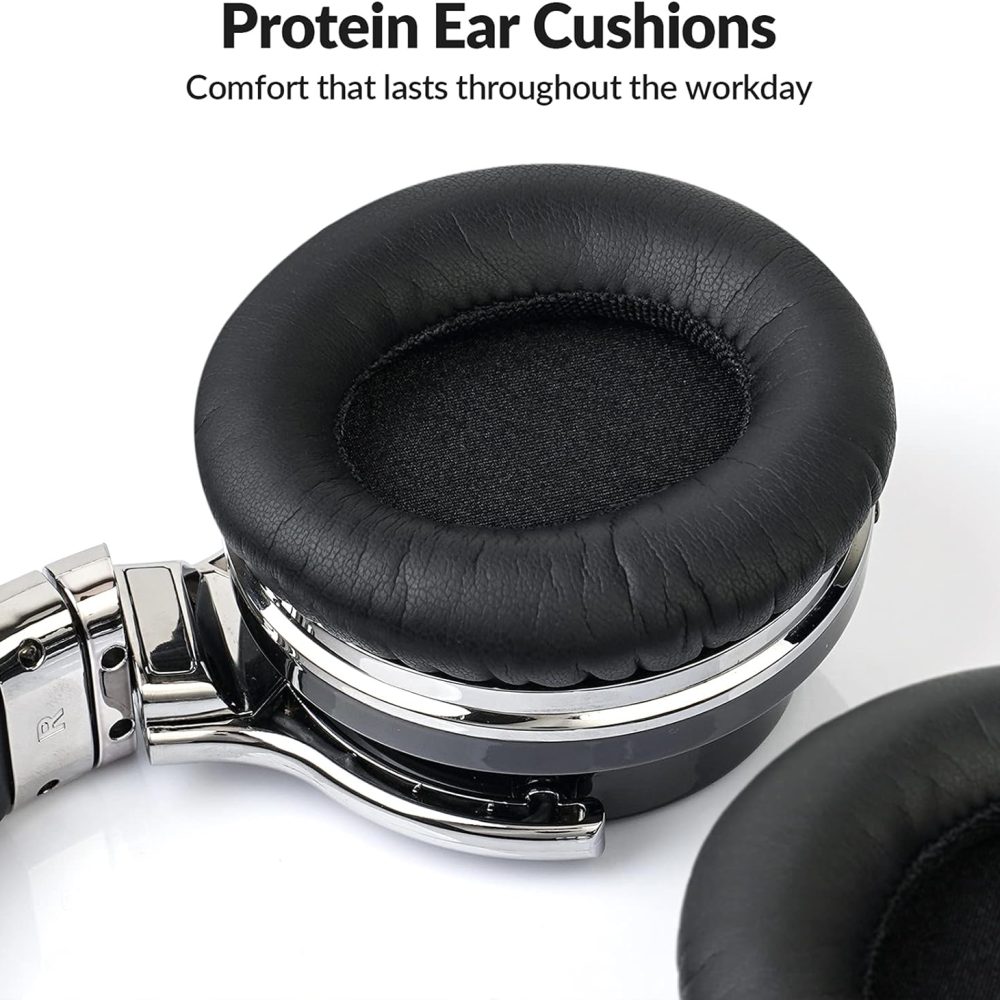 Silensys E7 Active Noise Cancelling Headphones Bluetooth Headphones with Microphone Deep Bass Wireless Headphones Over Ear, Comfortable Protein Earpads, 30 Hours Playtime for Travel/Work, Black - Image 4