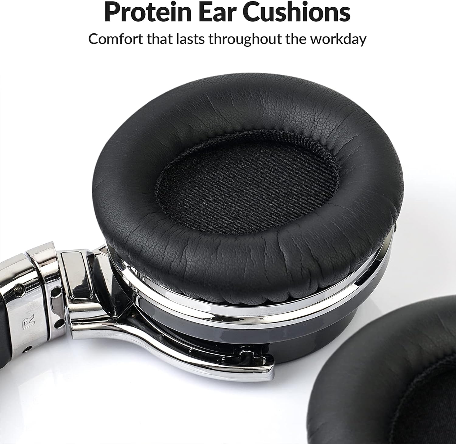 Silensys E7 Active Noise Cancelling Headphones Bluetooth Headphones with Microphone Deep Bass Wireless Headphones Over Ear, Comfortable Protein Earpads, 30 Hours Playtime for Travel/Work, Black - Image 4